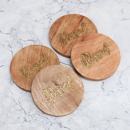 Beautiful Modern Brown Wooden Coasters - Pack of 4